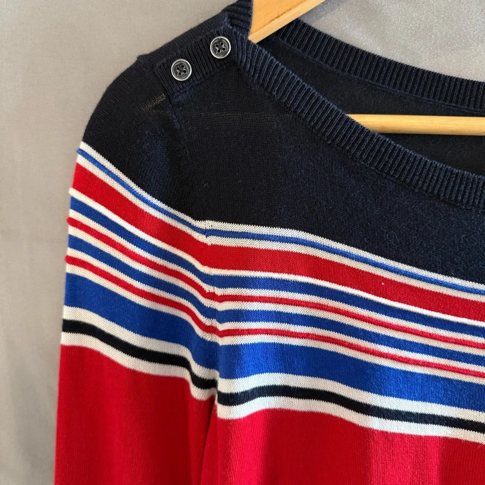 Talbots Red Blue White Striped light weight sweater womens size S Classic